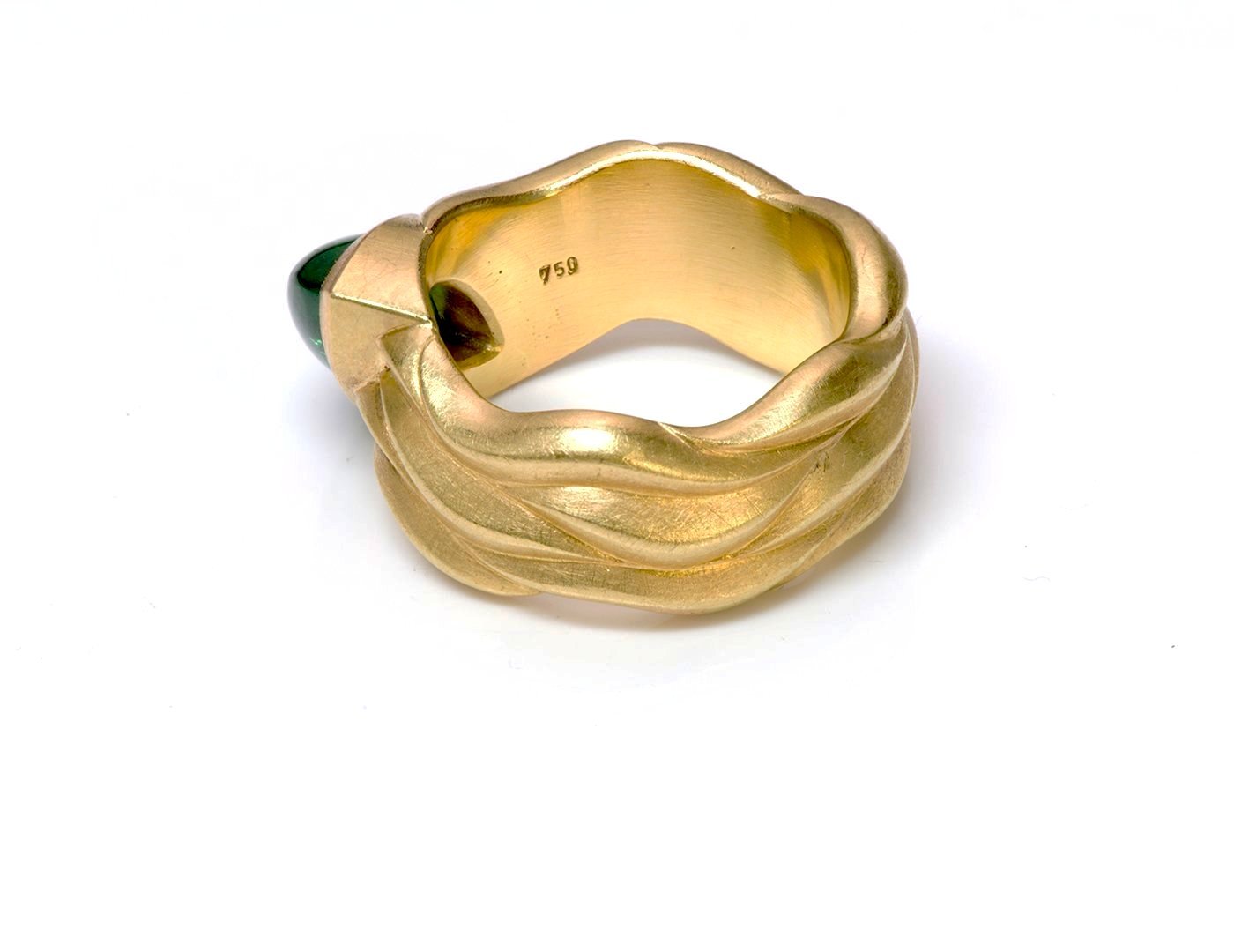 Cabochon Tsavorite Garnet 18K Gold Ring - DSF Antique Jewelry