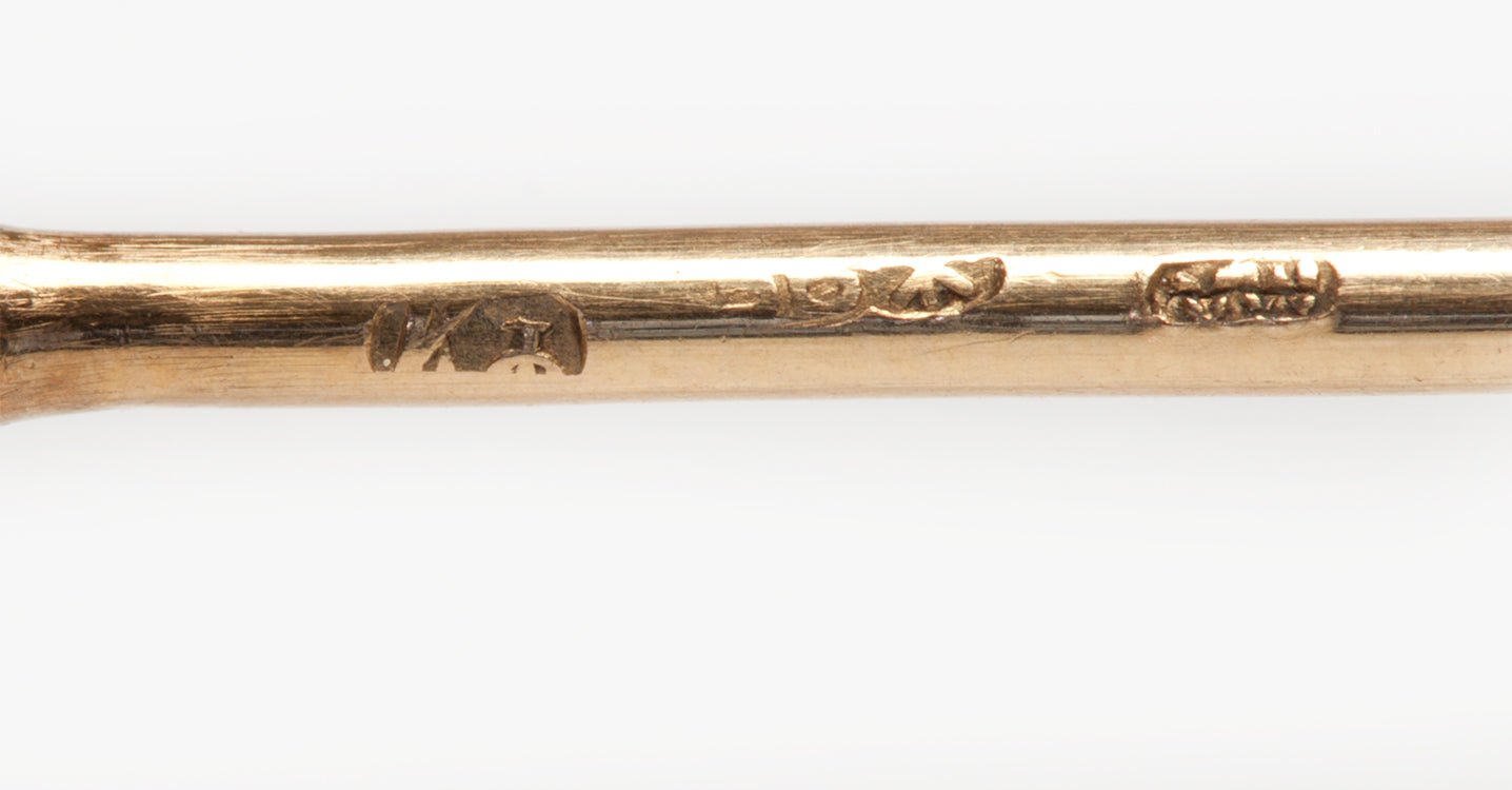 Carl Faberge Moonstone Sapphire Diamond Stick Pin