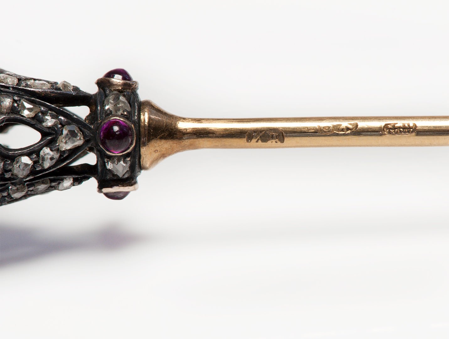 Carl Faberge Moonstone Sapphire Diamond Stick Pin - DSF Antique Jewelry