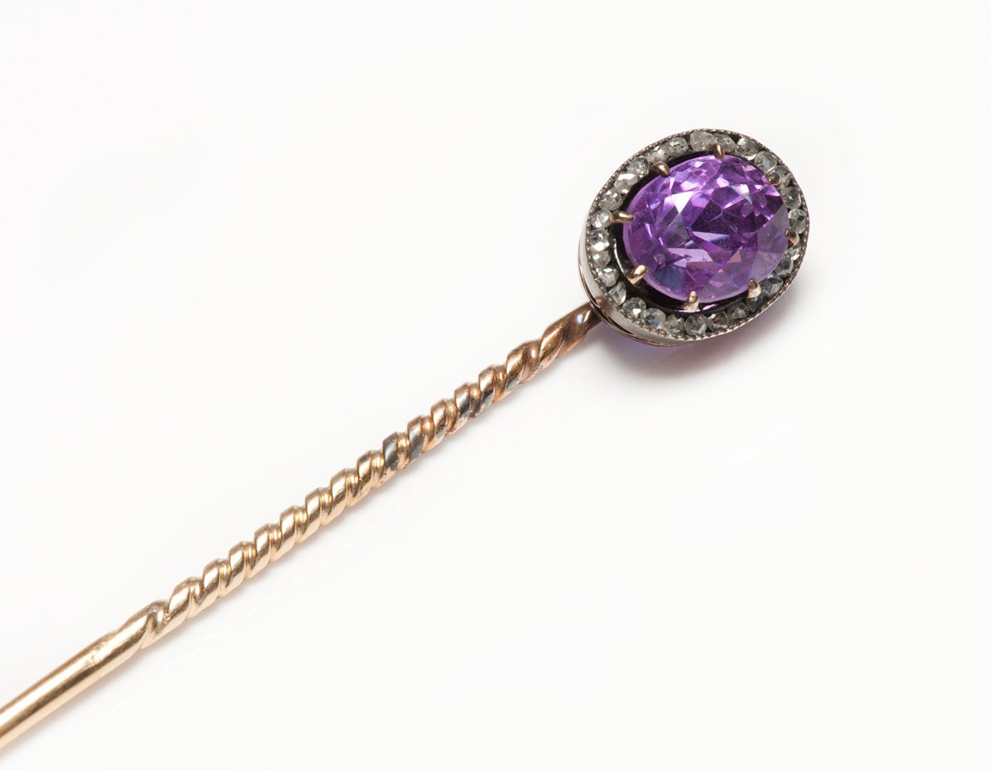 Carl Faberge Purple Sapphire Diamond Stick Pin