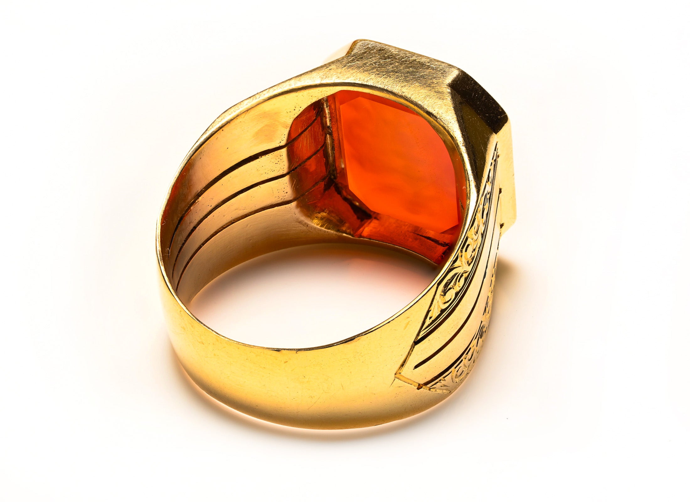 Antique Impressive Carnelian Crest Gold Engraved Men's Ring