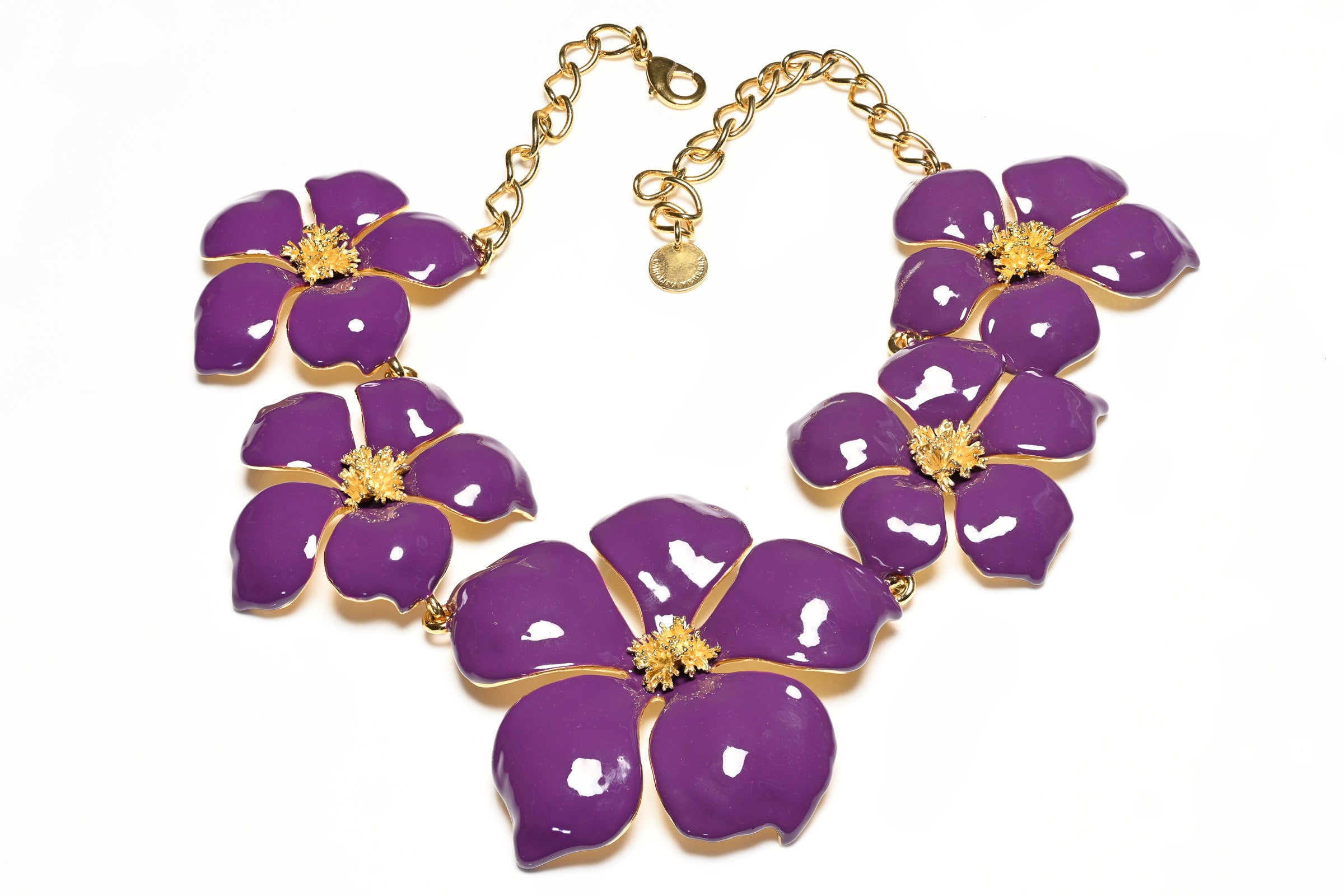 Carolina Herrera Purple Enamel Earrings Necklace Set