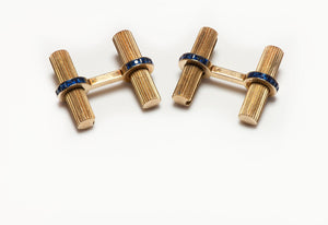 Cartier 14K Yellow Gold Sapphire Bar Cufflinks