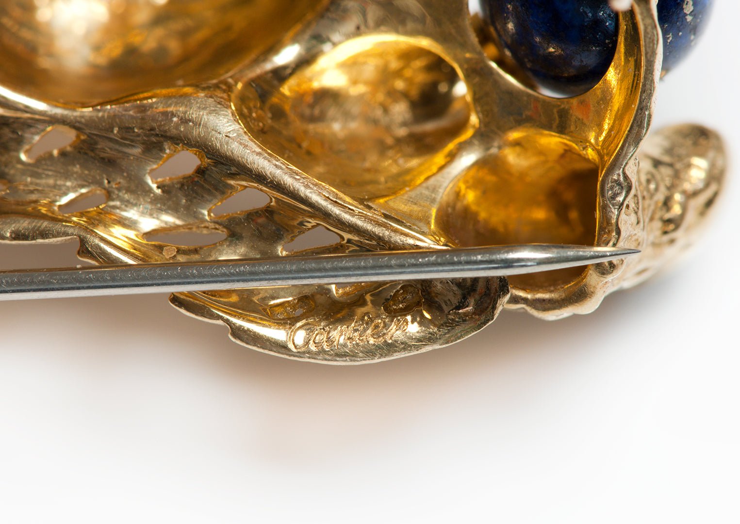 Cartier 18K Gold Gemstone Diamond Lapis Squirrel Brooch