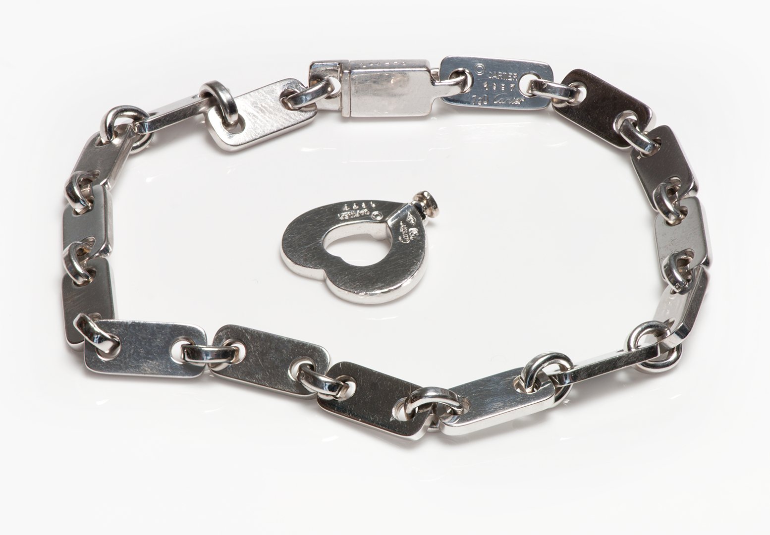 Cartier 18K Gold Link Fidelity Heart Key Lock Bracelet - DSF Antique Jewelry