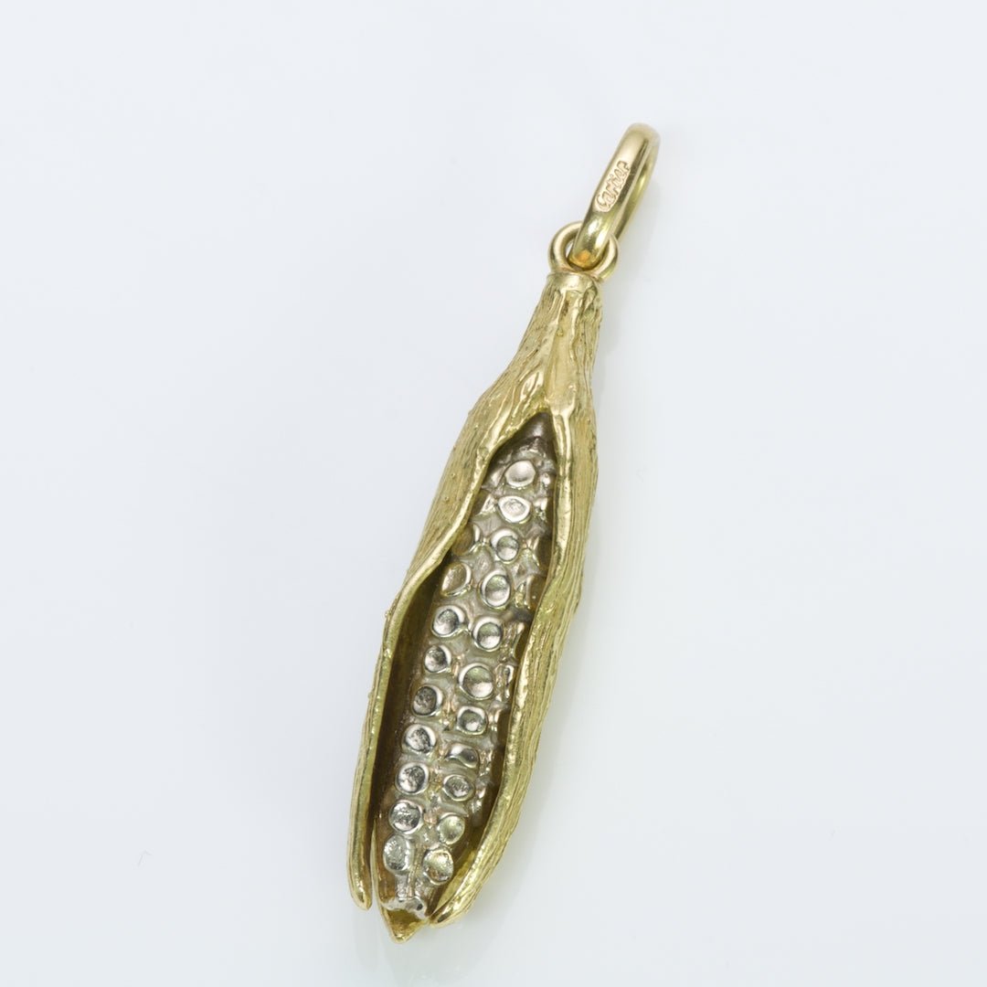 Cartier 18K Yellow White Gold Corn Pendant - DSF Antique Jewelry
