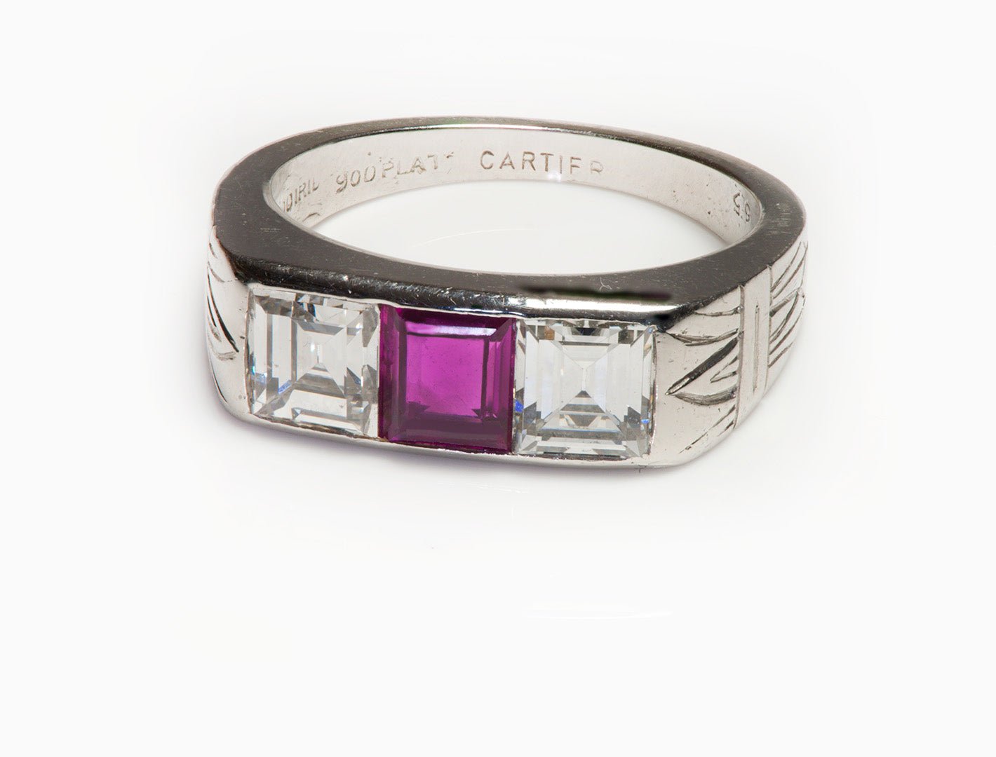 Cartier Art Deco Men's Diamond Burma Ruby Platinum Ring