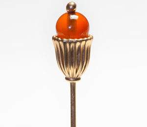 Cartier Gold Carnelian Stick Pin