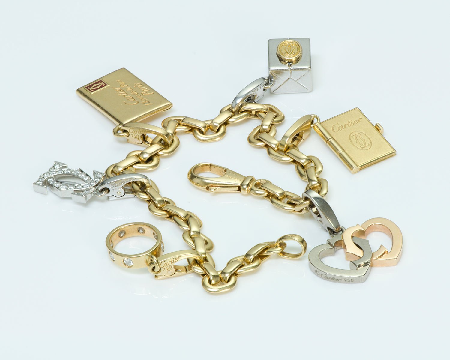Cartier Gold Diamond Charm Bracelet - DSF Antique Jewelry