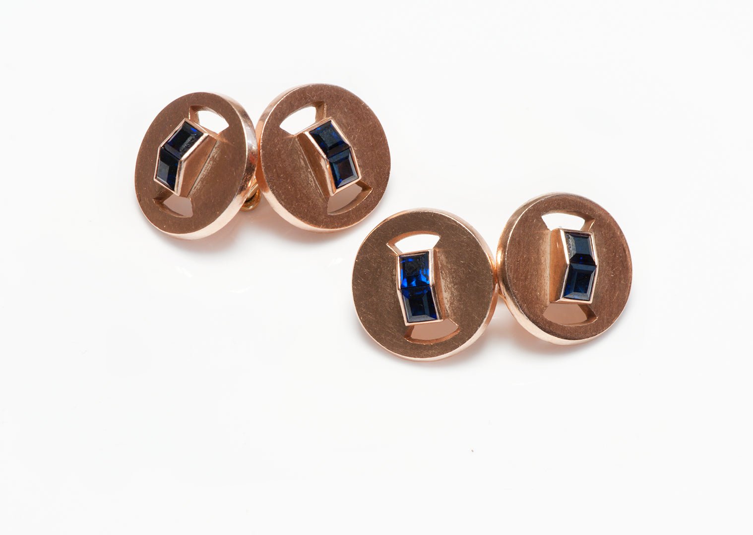 Cartier Gold & Sapphire Double Sided Cufflinks - DSF Antique Jewelry
