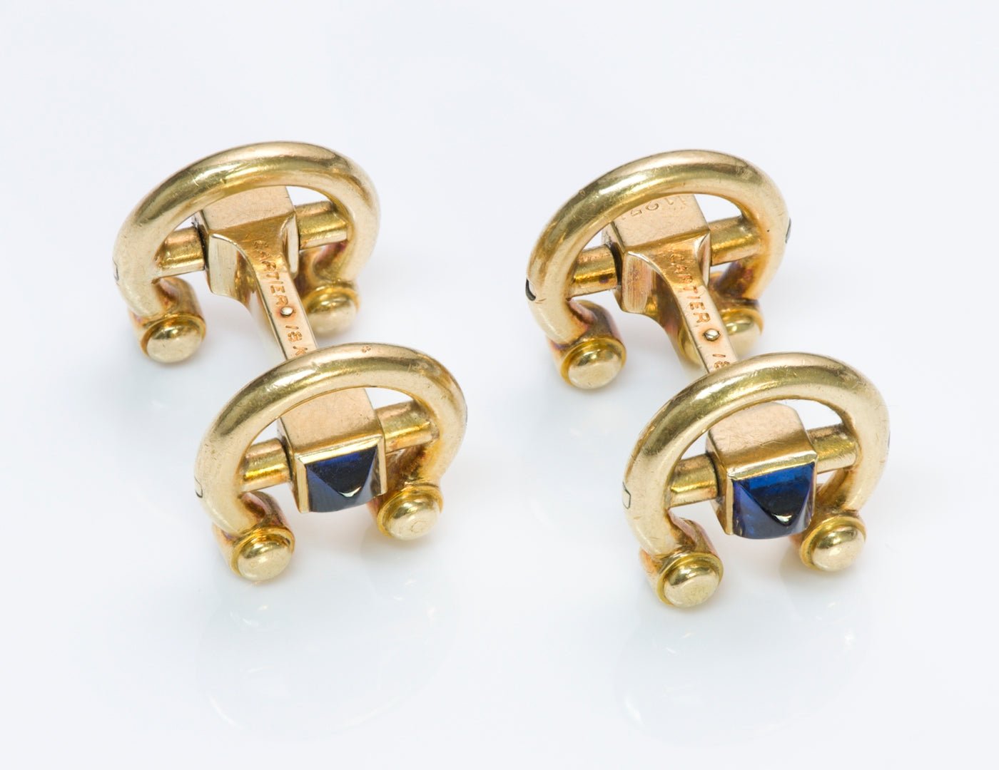 Cartier Horsebit Gold Sapphire Cufflinks