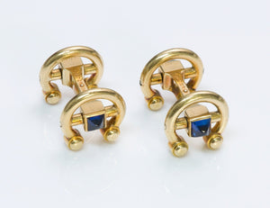 Cartier Horsebit Gold Sapphire Cufflinks