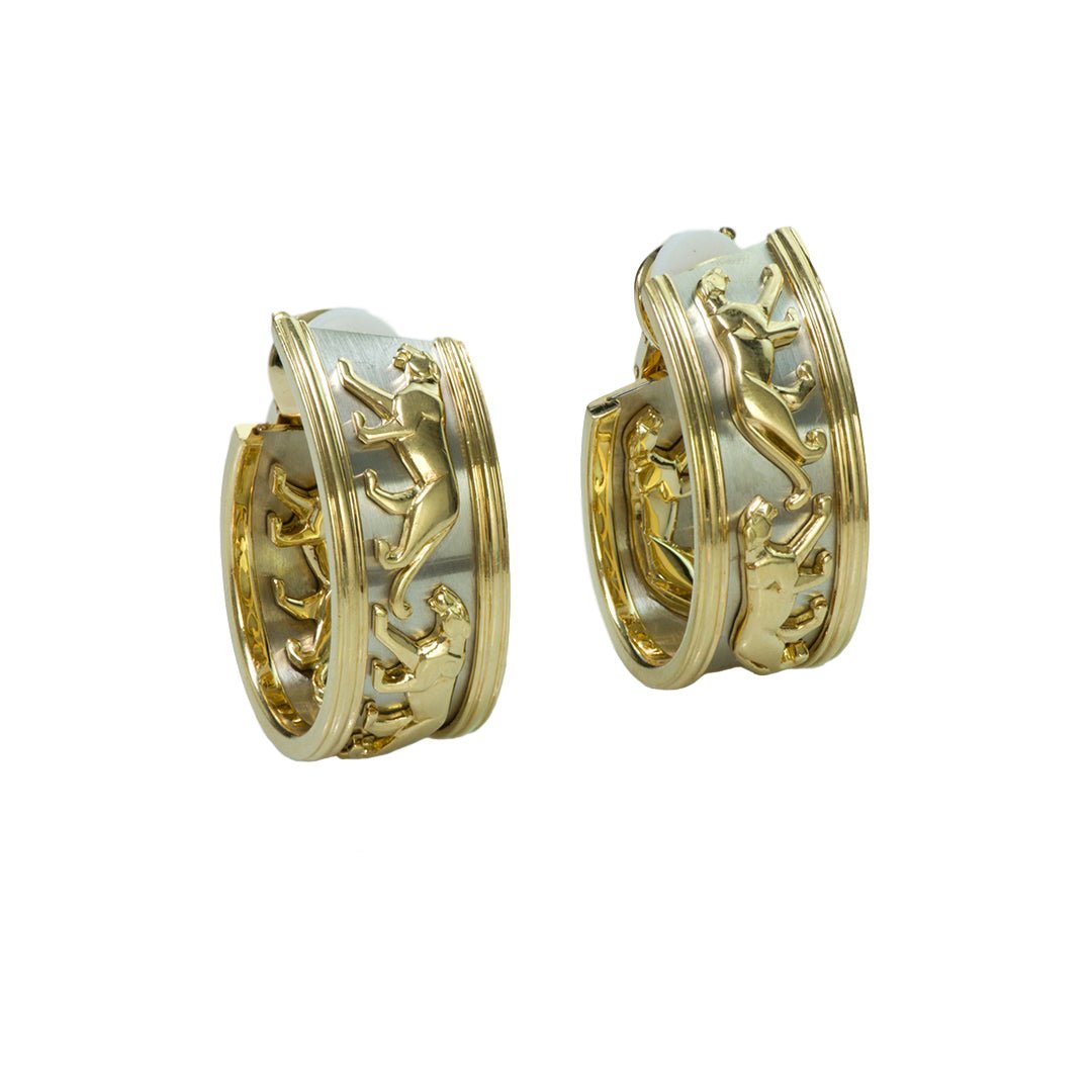 Cartier Panthère 18K Gold Hoop Earrings - DSF Antique Jewelry