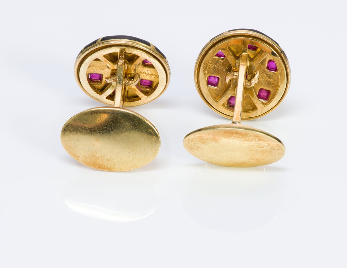 Cartier Paris 18K Gold Ruby Enamel Cufflinks