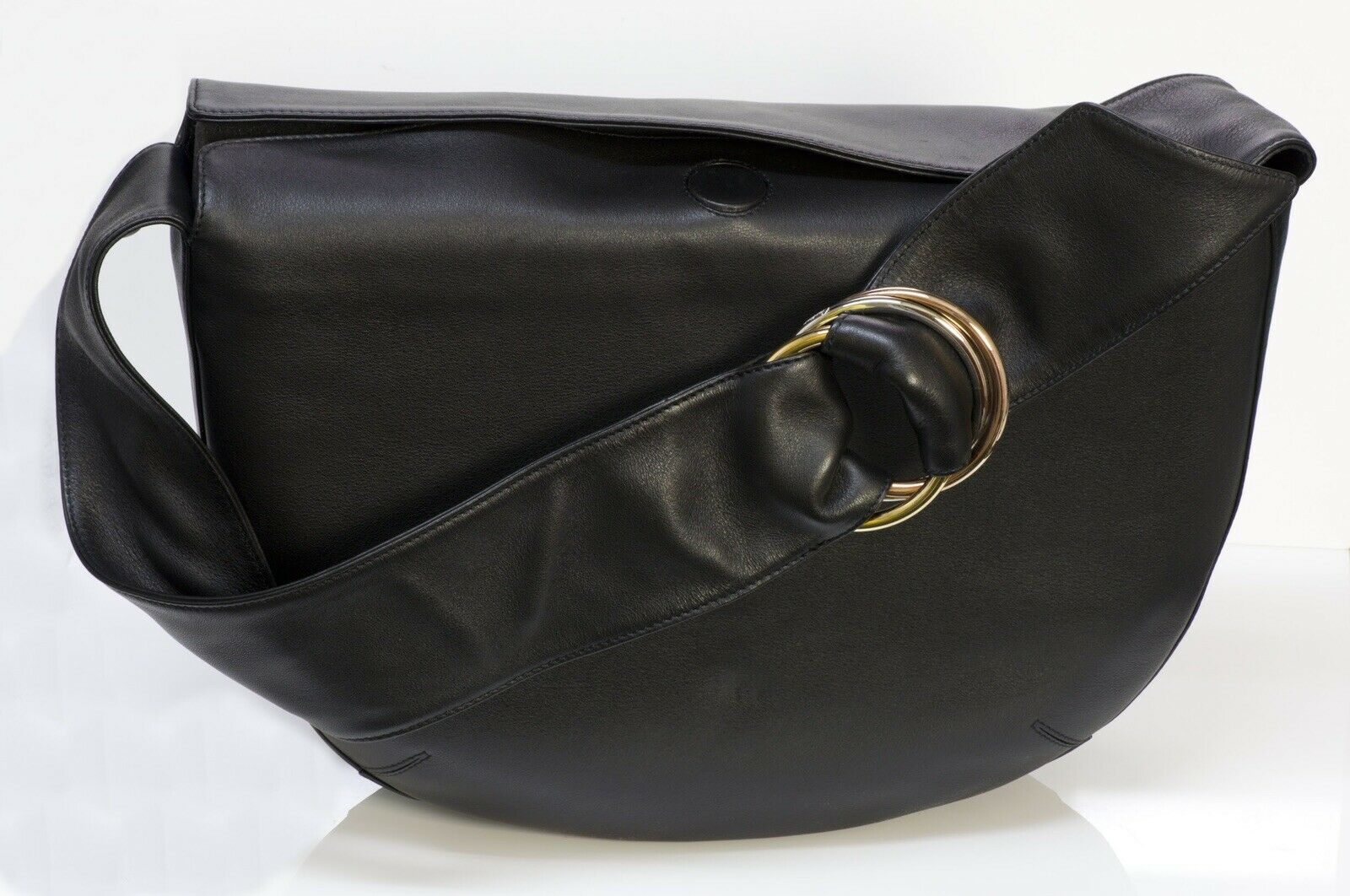 CARTIER Paris Black Leather Trinity Women’s Shoulder Bag - DSF Antique Jewelry