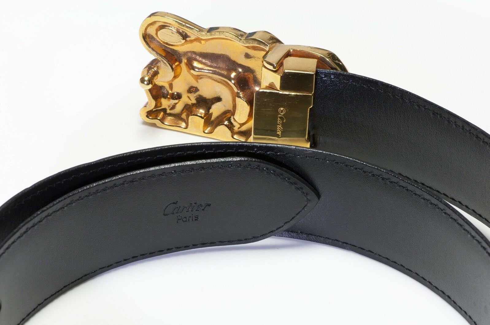 Cartier Paris Elephant Black Leather Women’s Belt