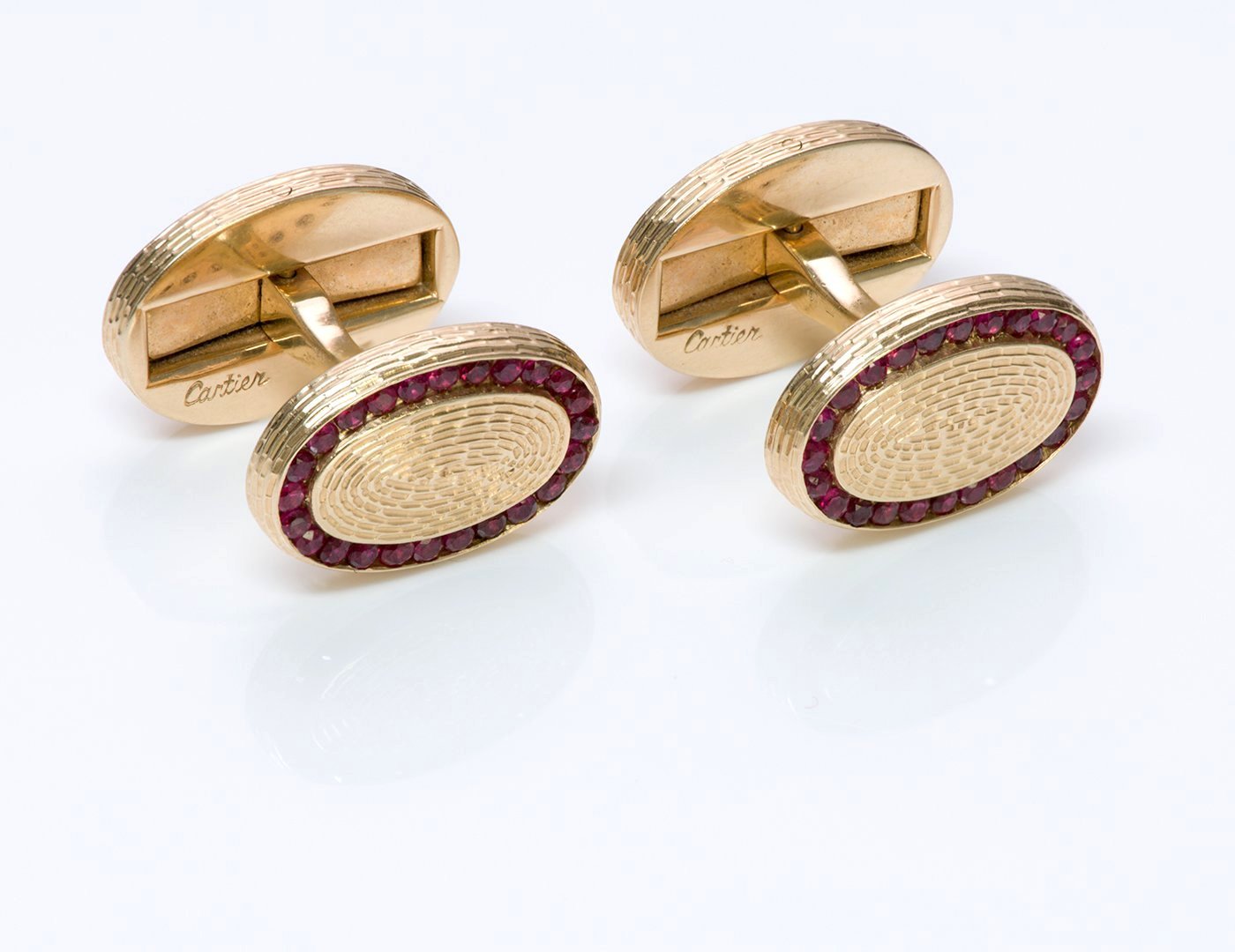 Cartier Ruby Gold Cufflinks - DSF Antique Jewelry