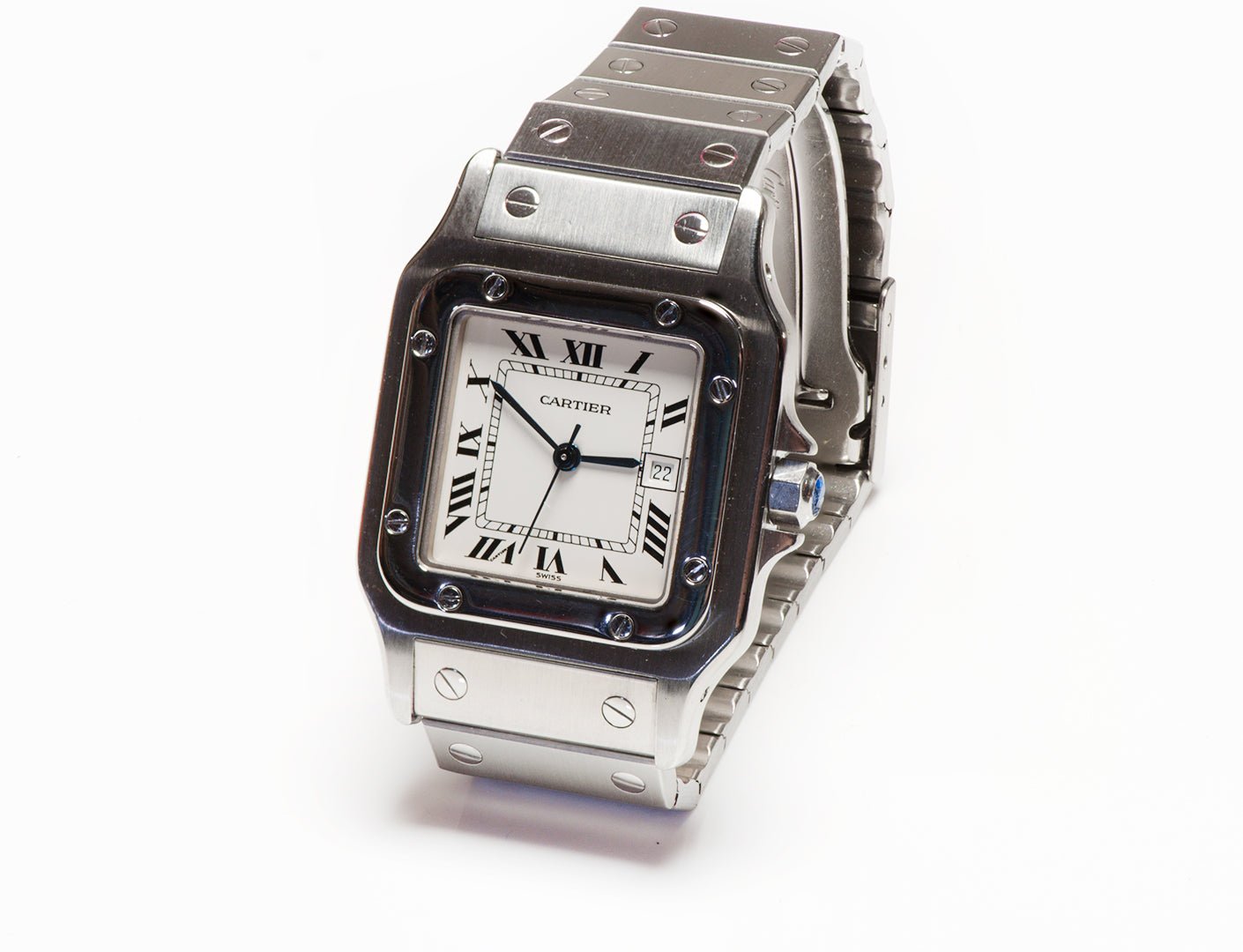 Cartier Santos Galbee Steel Automatic Watch 2380 - DSF Antique Jewelry