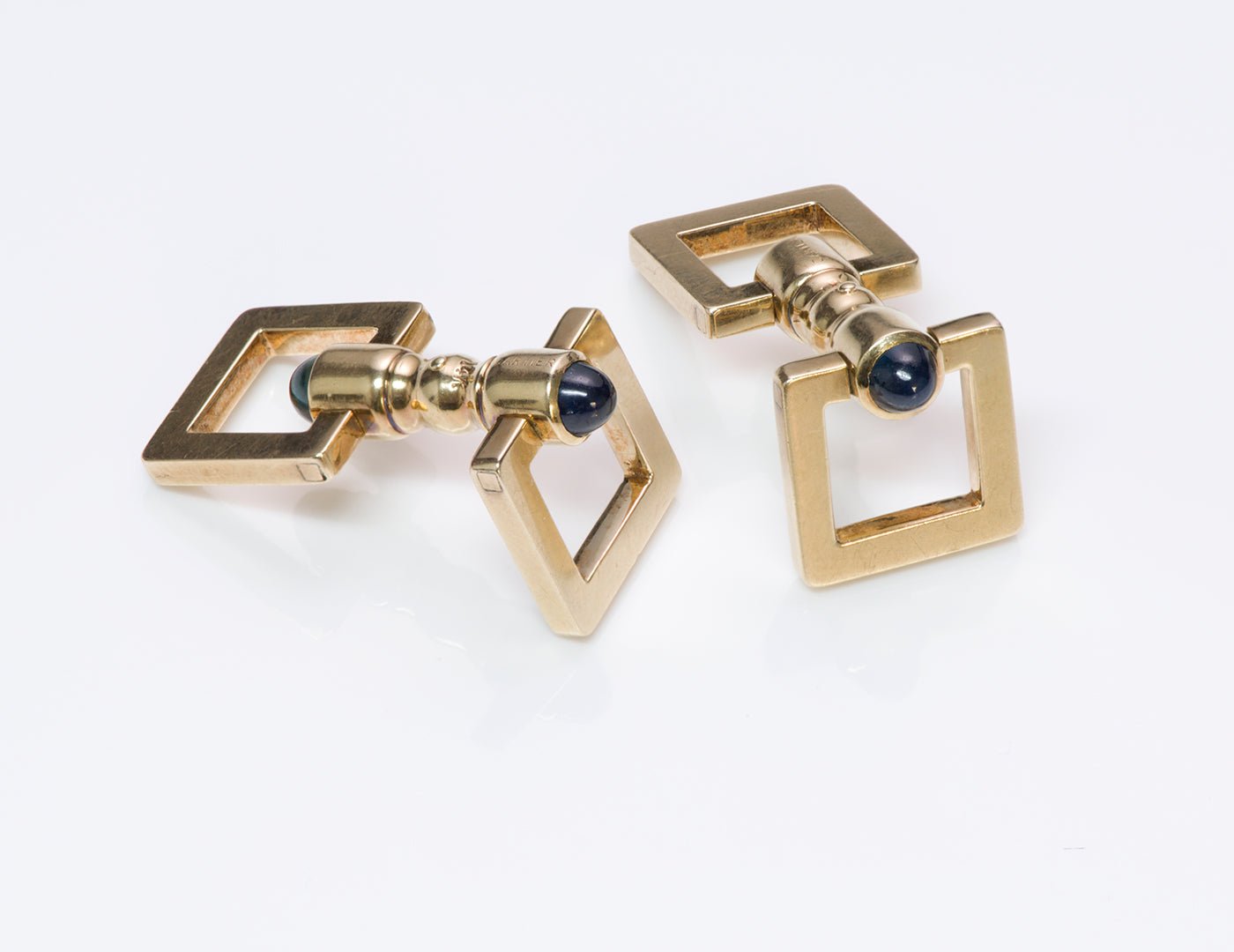 Cartier Sapphire Gold Stirrup Cufflinks - DSF Antique Jewelry