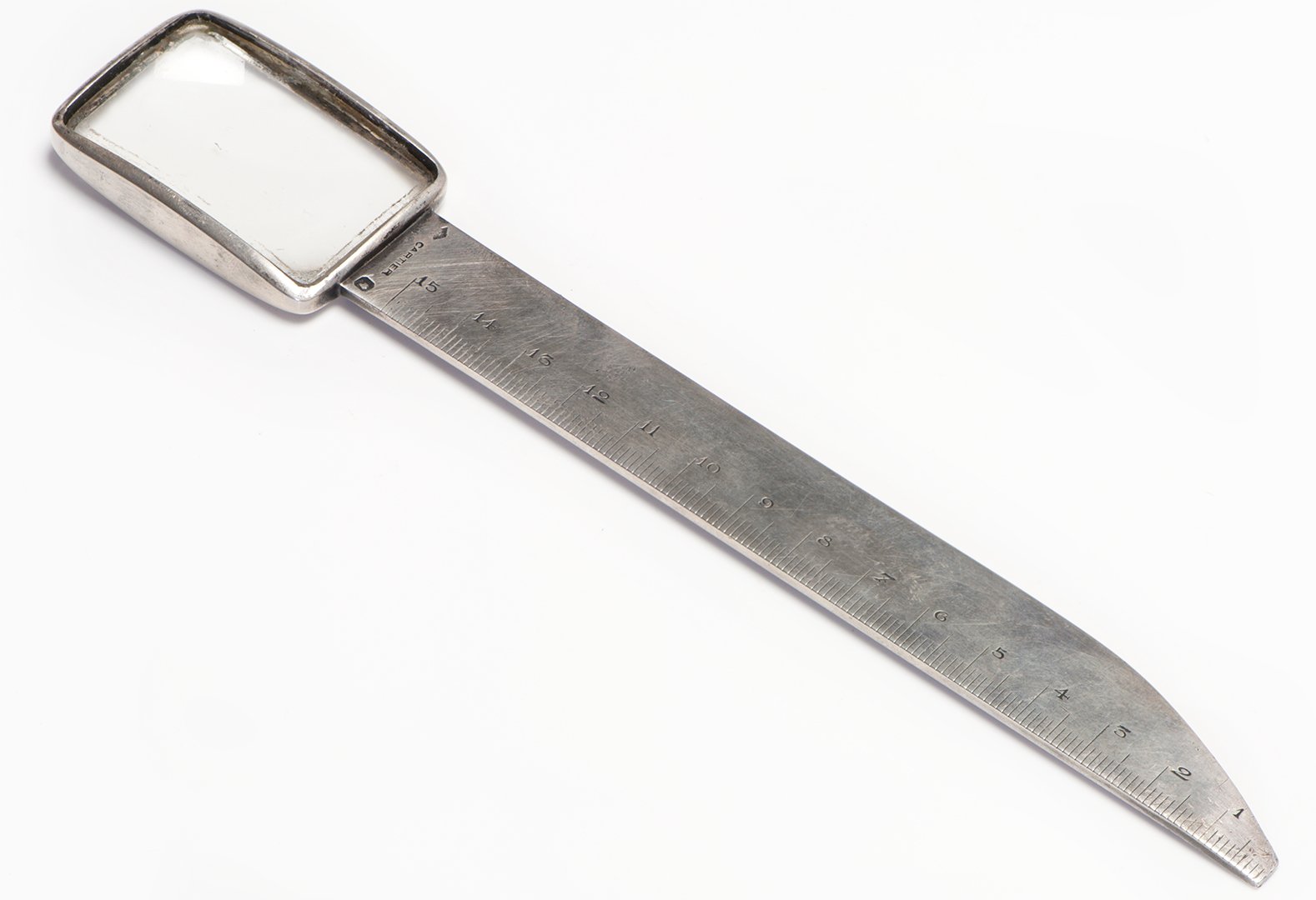 Cartier Silver Letter Opener Magnifier and Ruler