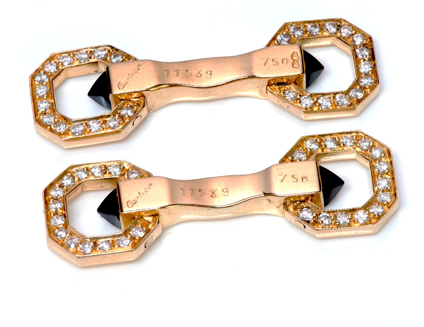 Cartier Stirrup Diamond Sapphire Gold Cufflinks