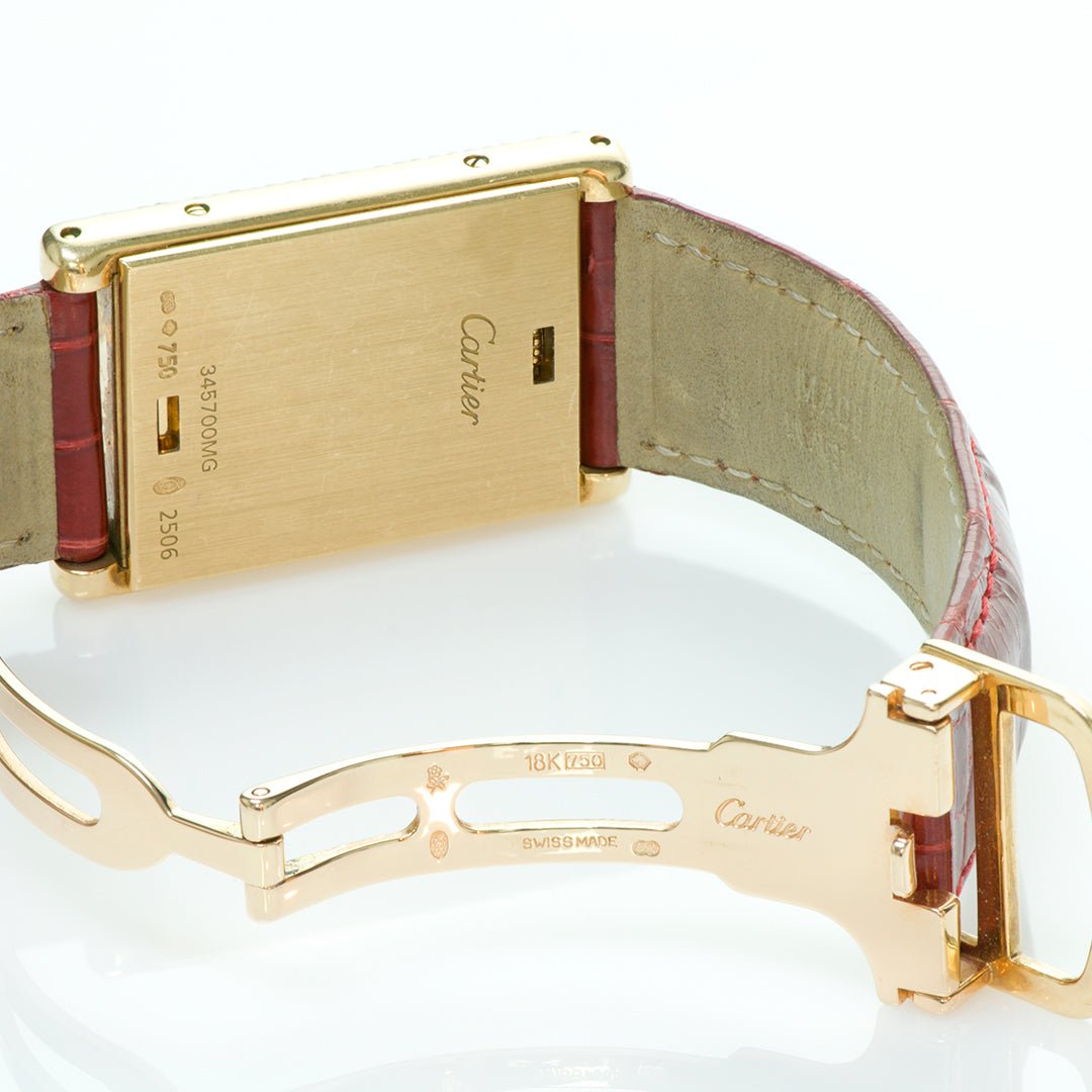 Cartier Tank Basculante 18K Gold Diamond Watch 2506