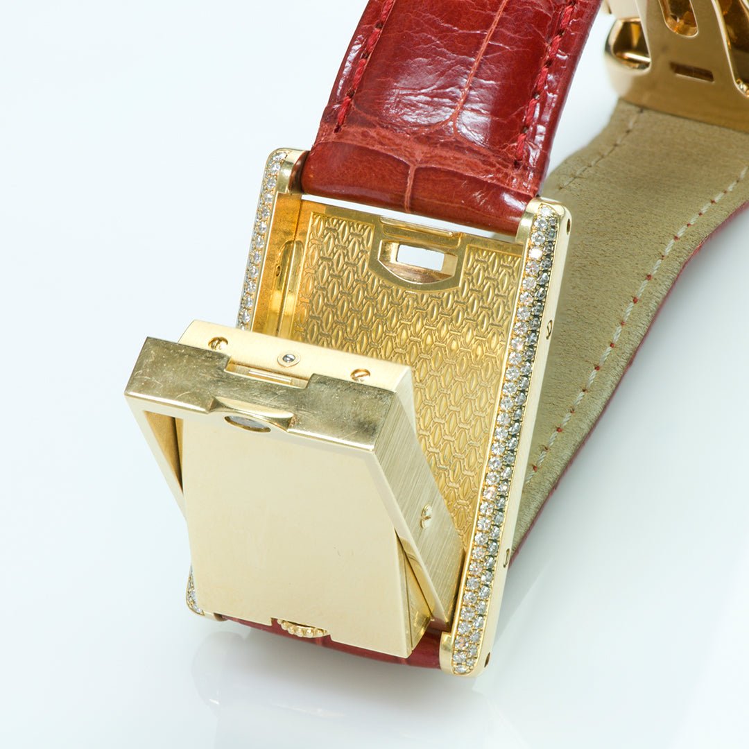 Cartier Tank Basculante 18K Gold Diamond Watch 2506