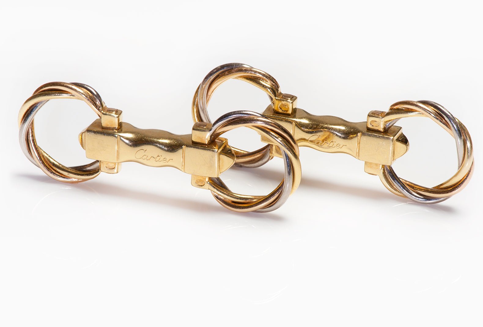 Cartier Trinity 18K Gold Stirrup Cufflinks - DSF Antique Jewelry
