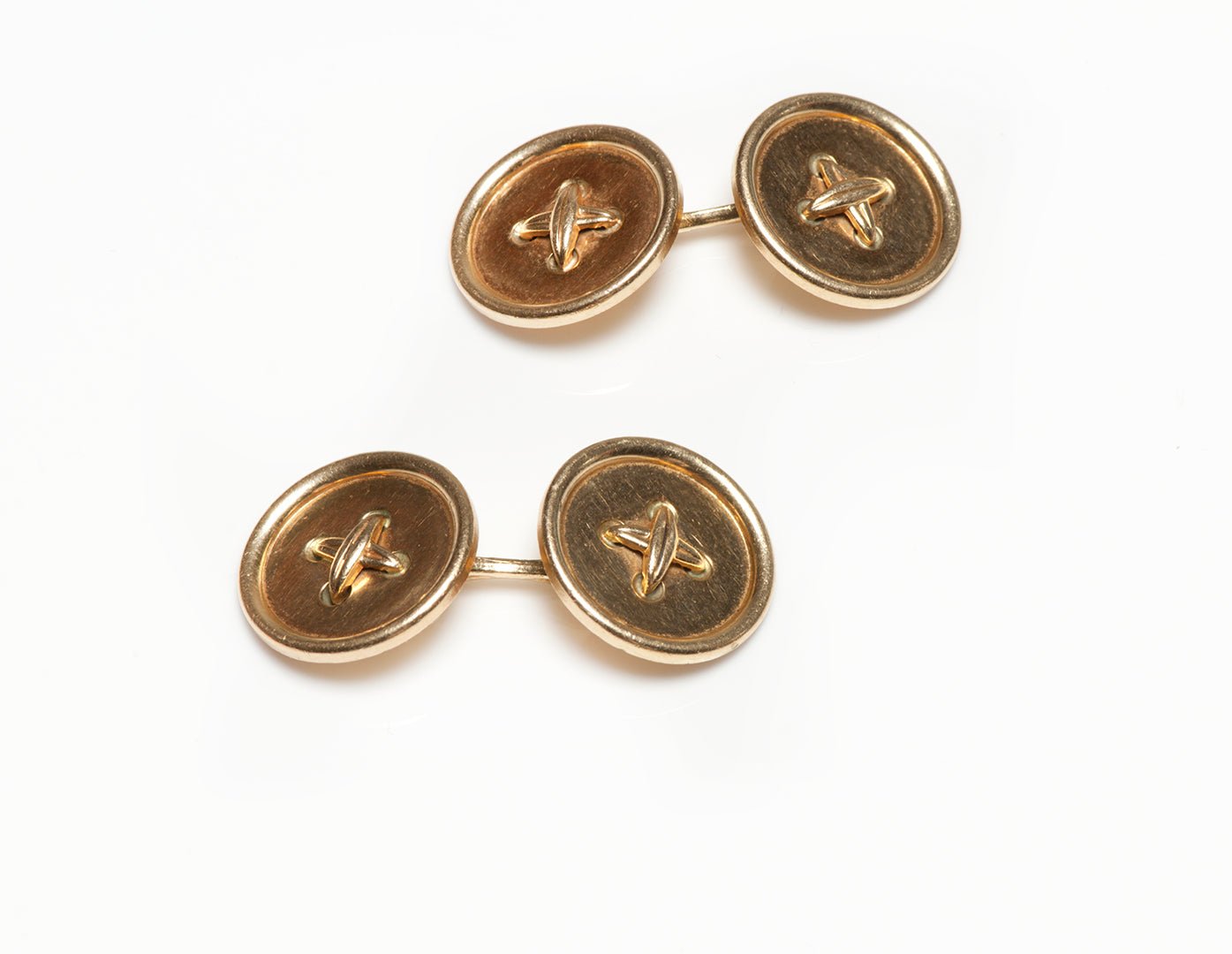 Cartier Yellow Gold Button Cufflinks - DSF Antique Jewelry