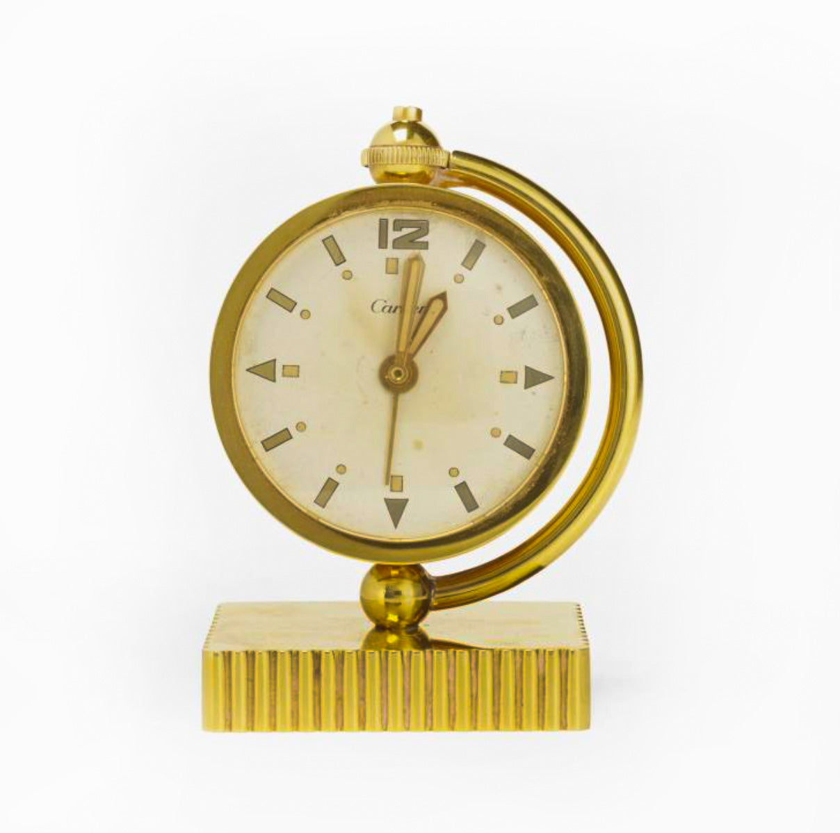 Vintage Cartier 18K Gold Travel Alarm Desk Clock