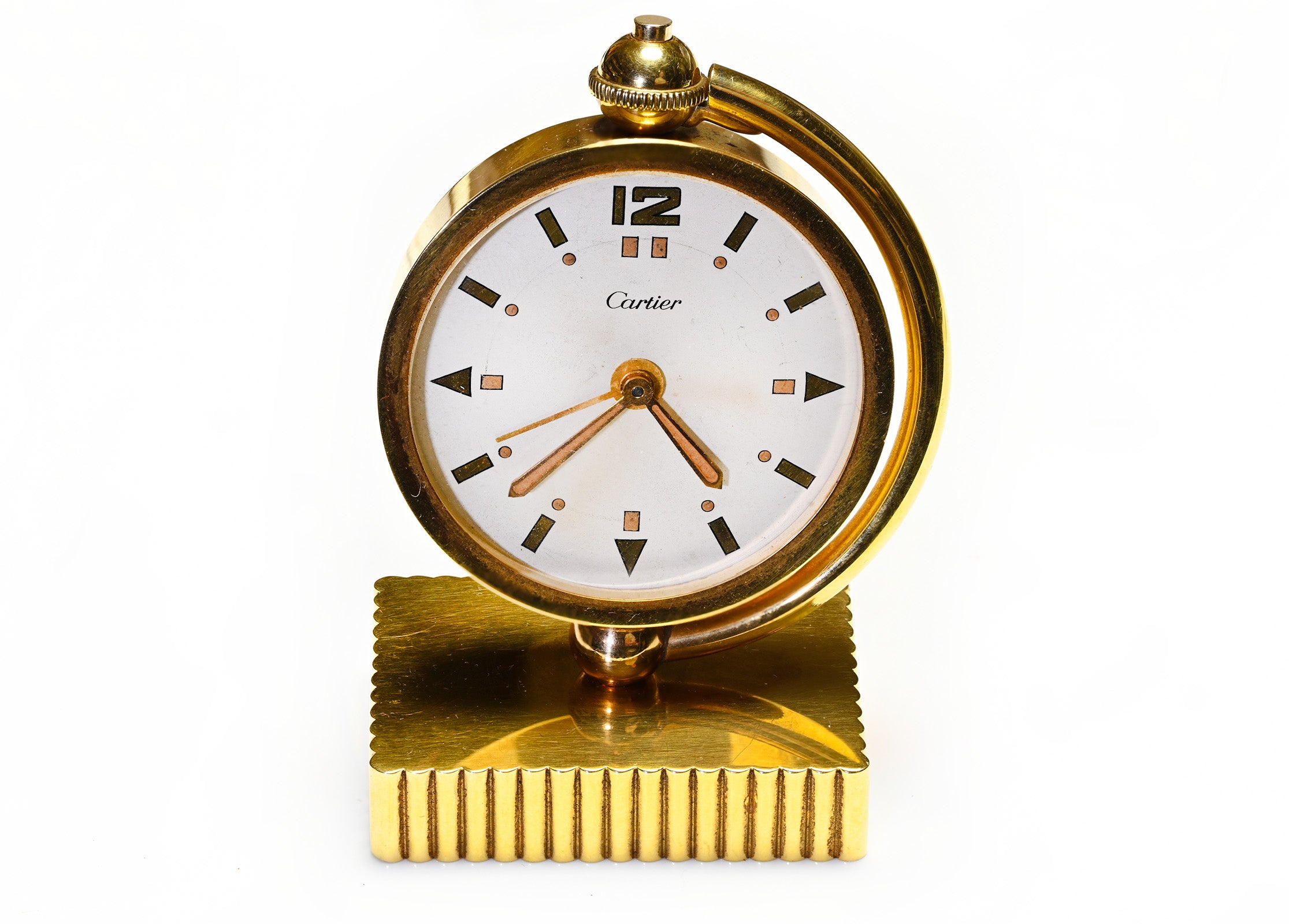 Vintage Cartier 18K Gold Travel Alarm Desk Clock