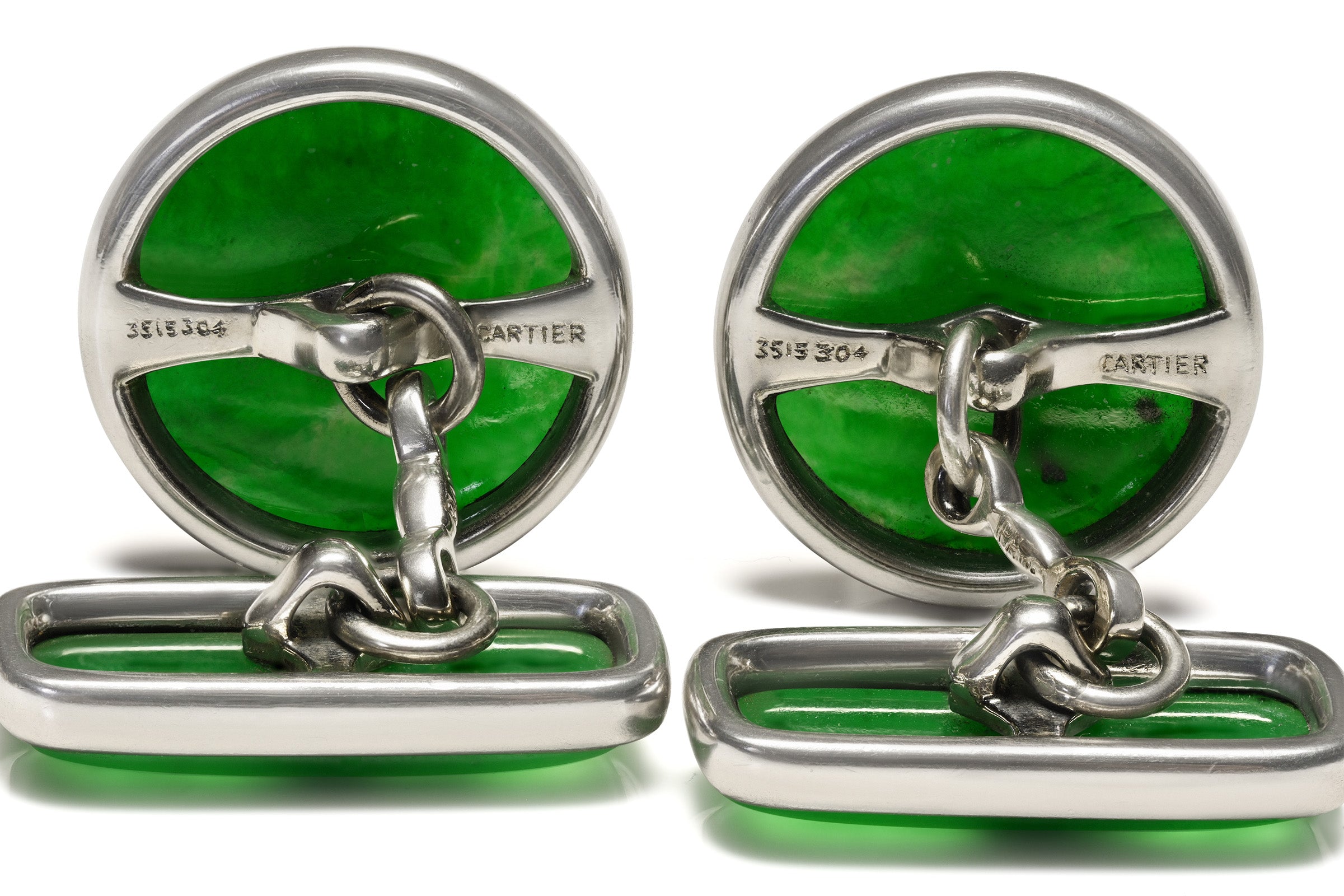 Cartier Platinum Jadeite Vintage Cufflinks 
