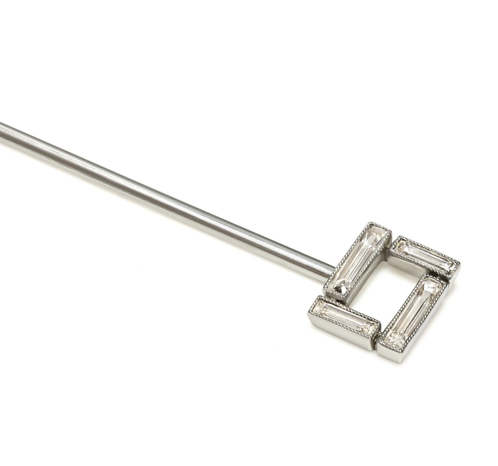 Cartier Art Deco Geometric Baguette Diamond Stick Pin in Platinum