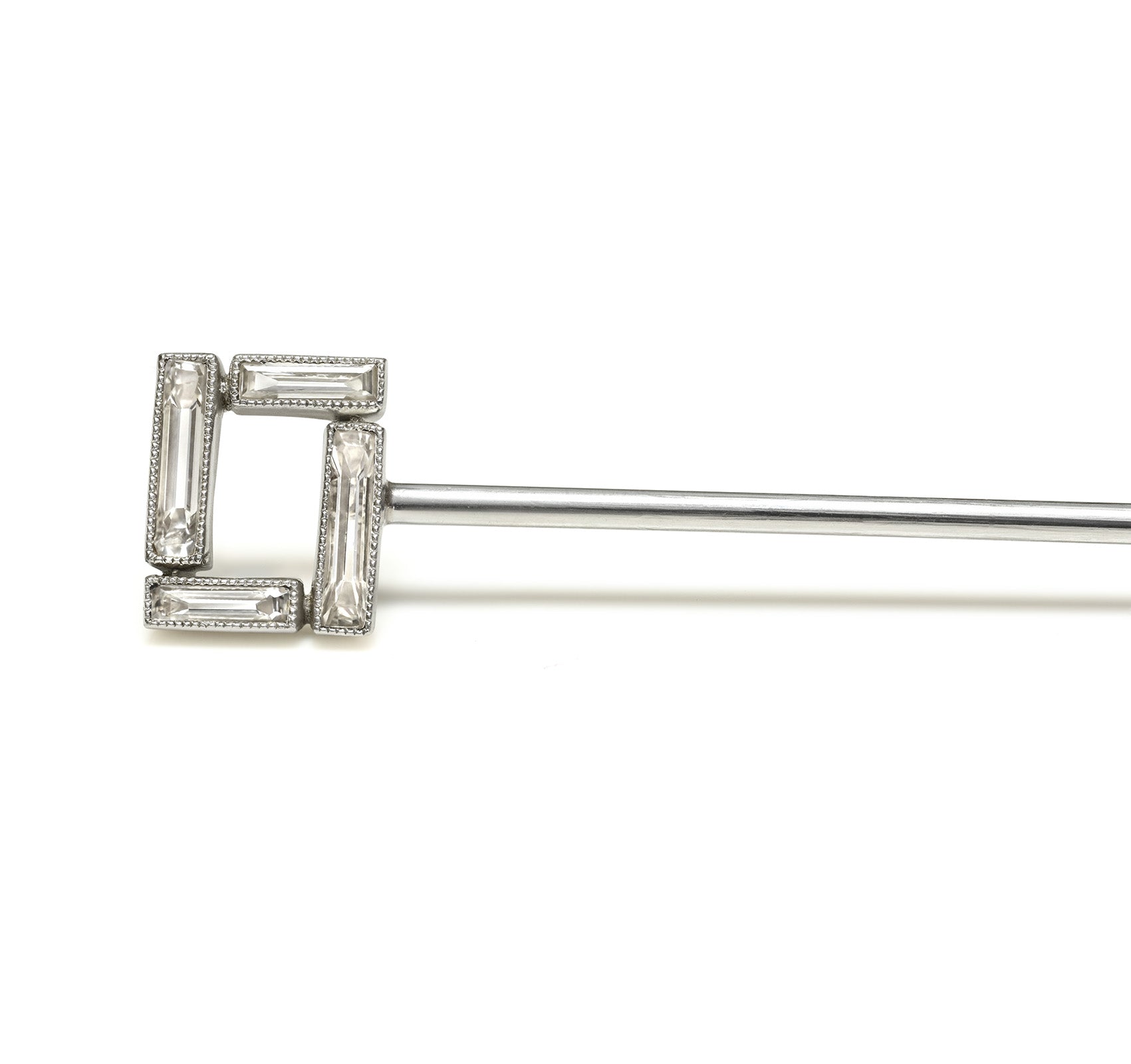 Cartier Art Deco Geometric Baguette Diamond Stick Pin in Platinum