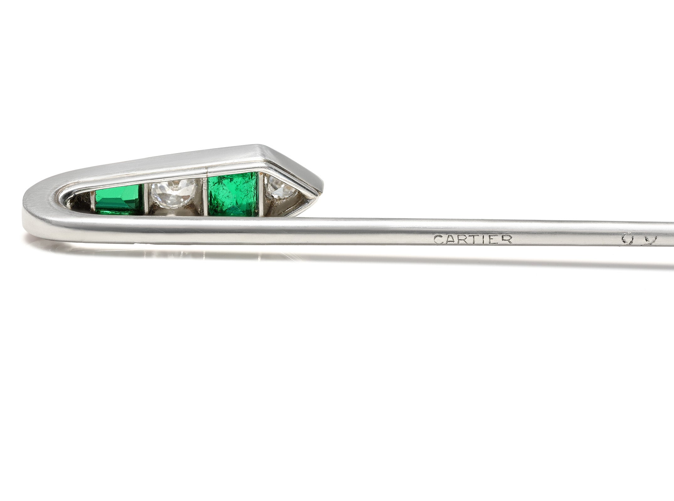 Cartier by Henri Picq Emerald and Diamond Stick Pin