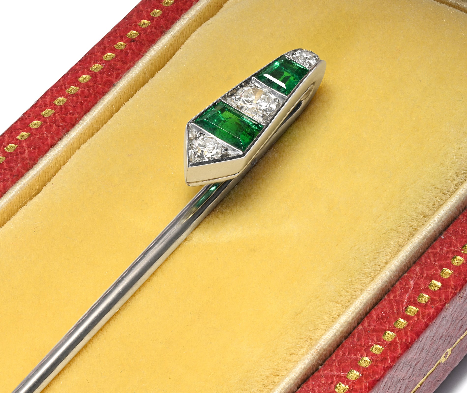 Cartier Art Deco by Henri Picq Emerald and Diamond Stick Pin