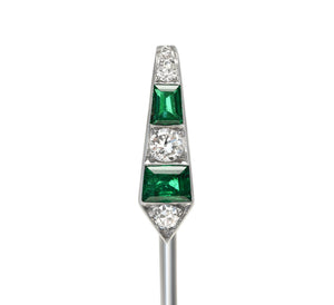 Cartier Art Deco by Henri Picq Emerald and Diamond Stick Pin