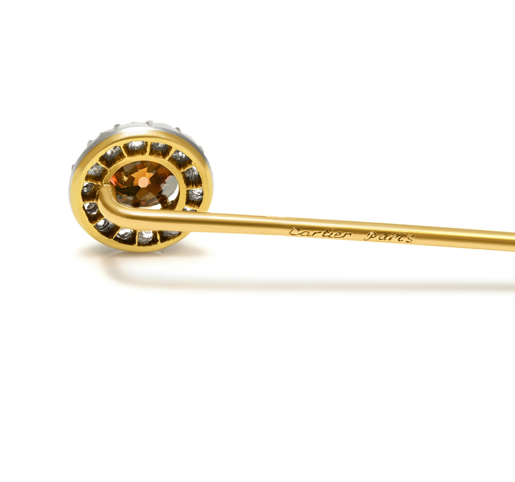 Cartier Paris Natural Fancy-Colored Diamond Platinum and Gold Stick Pin