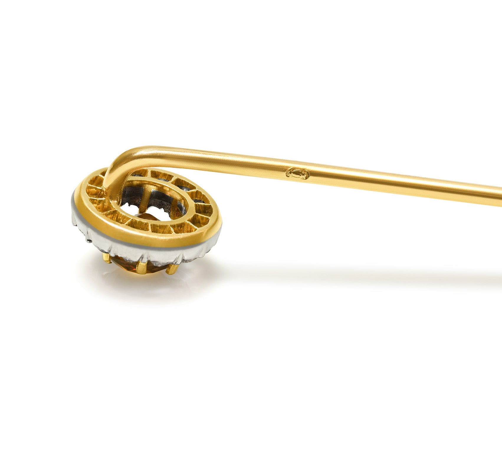 Cartier Paris Natural Fancy-Colored Diamond Platinum and Gold Stick Pin