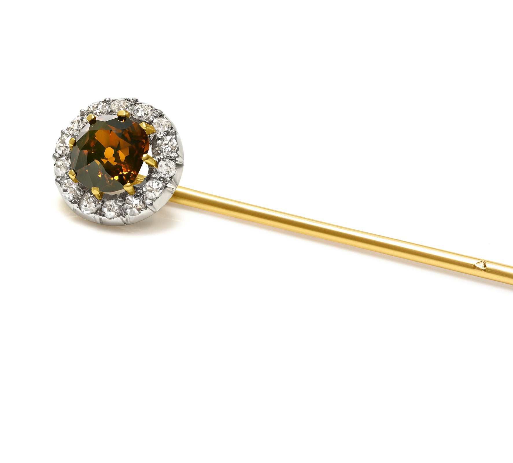 Cartier Paris Natural Fancy-Colored Diamond Platinum and Gold Stick Pin