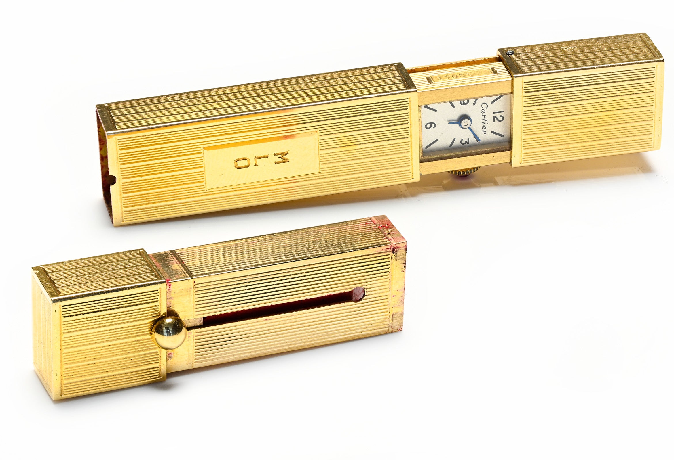 Vintage Cartier Yellow Gold Watch Lipstick Holder