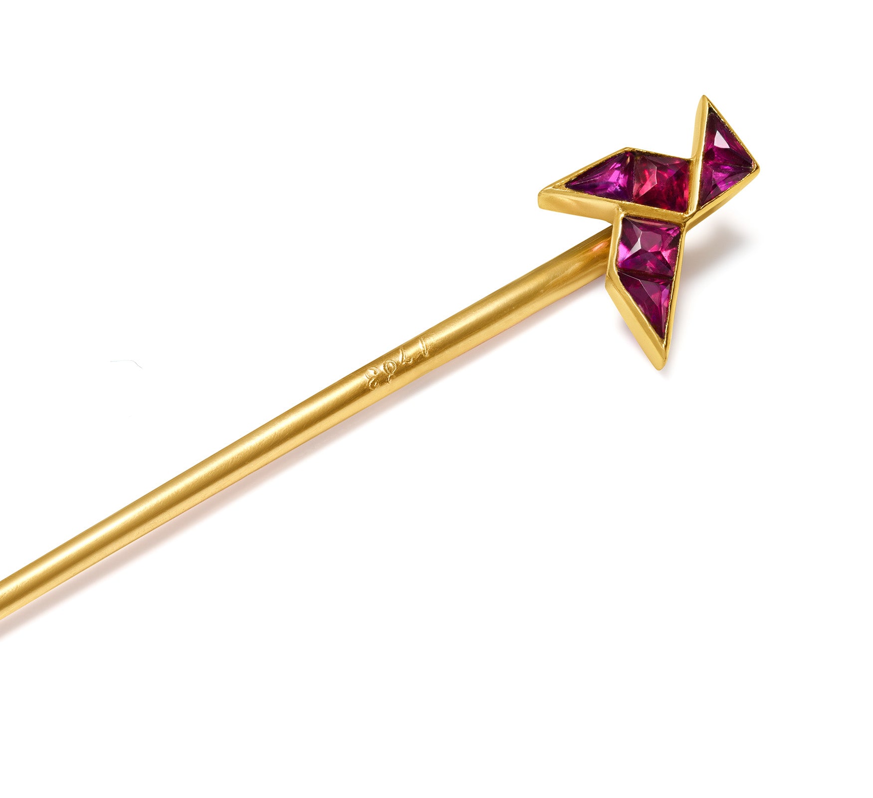 Cartier by Henri Picq 18K Gold Art Deco Ruby Stylized Bird Stick Pin
