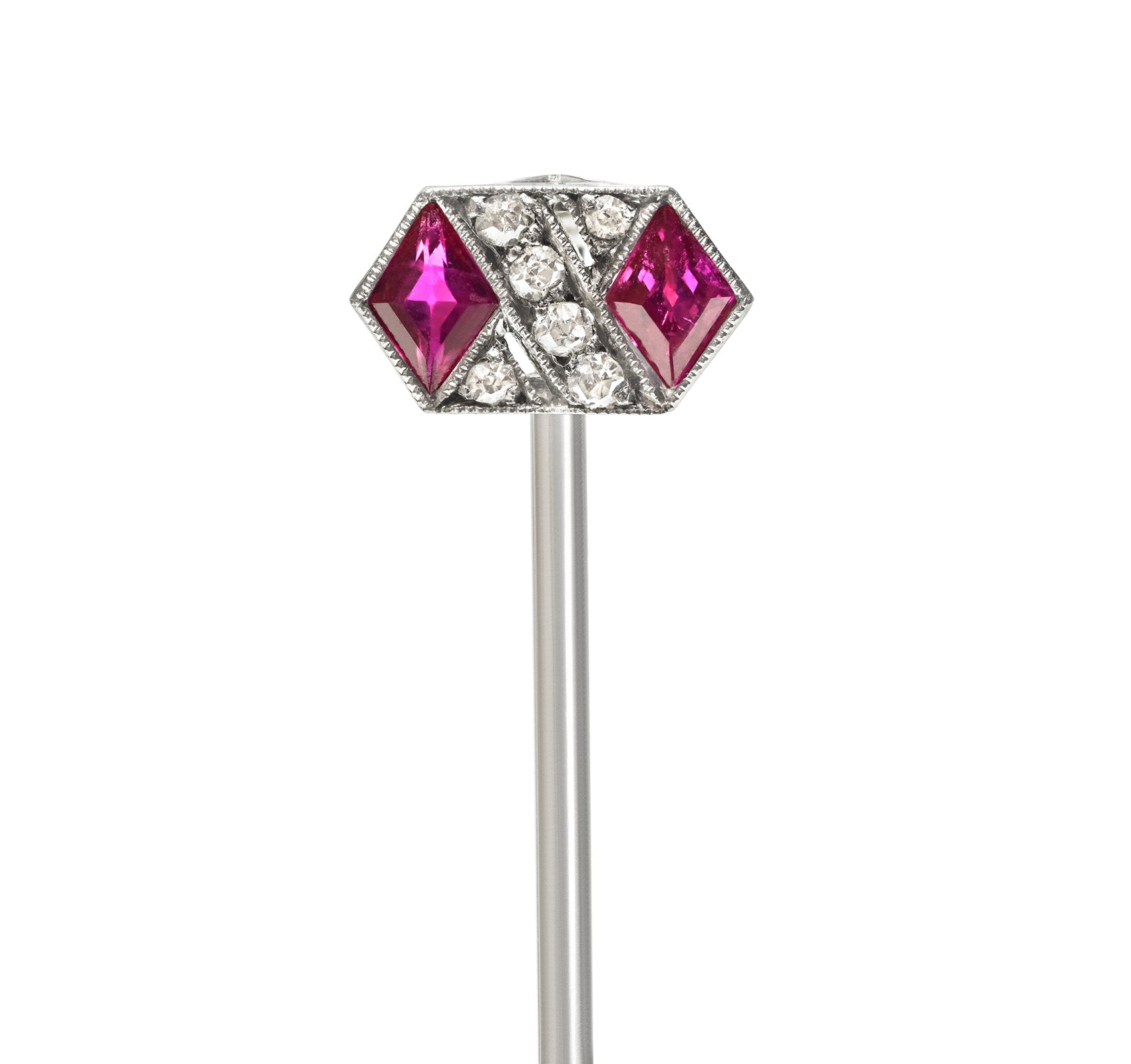 Cartier Paris Art Deco 18K Gold Emerald Diamond Stick Pin
