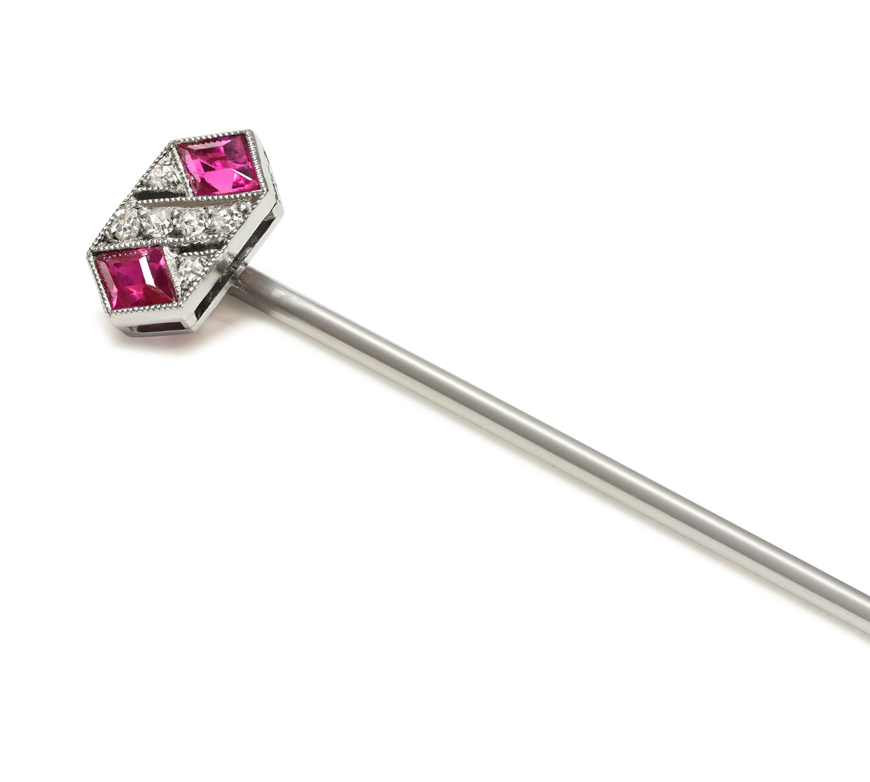 Cartier Paris Art Deco 18K Gold Emerald and Diamond Stick Pin