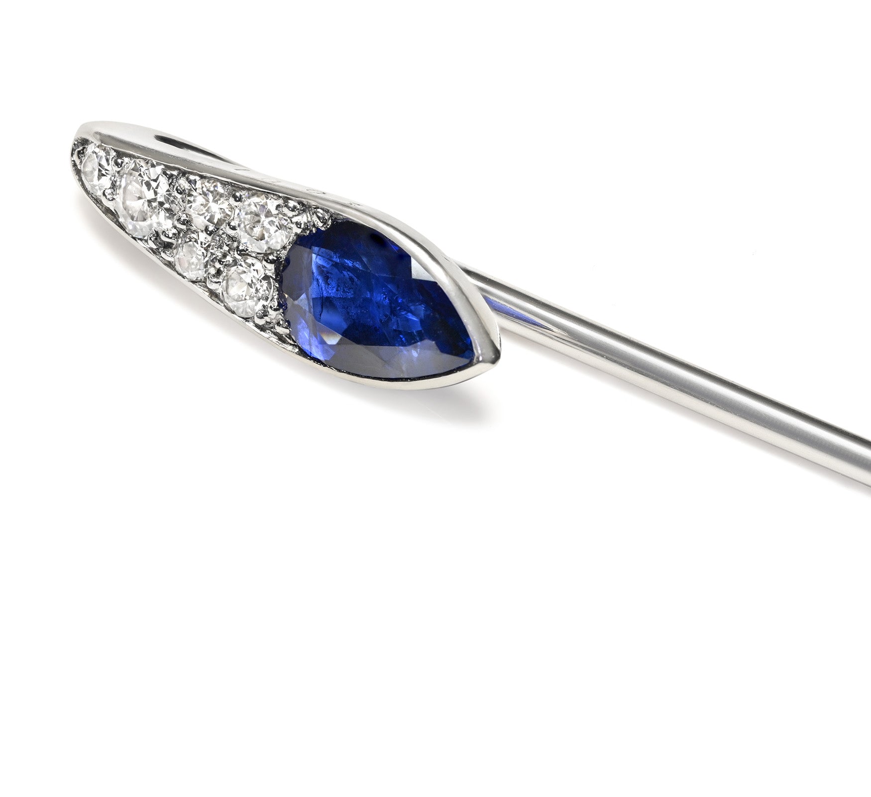Cartier by Henri Picq Sapphire Diamond Platinum Stick Pin