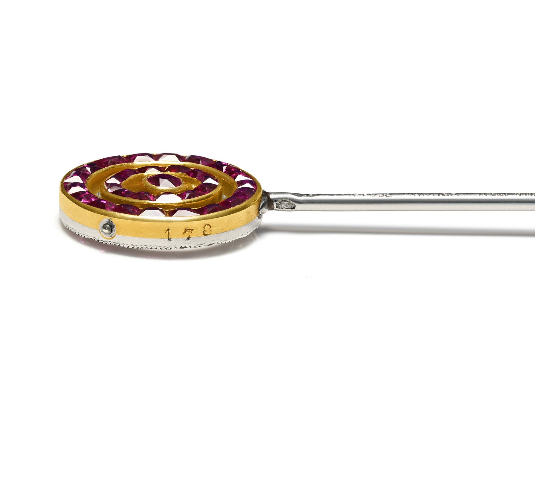 Cartier Belle Époque Diamond Ruby Double-Sided Swivel Stick Pin by Georges Andrey Hallmark