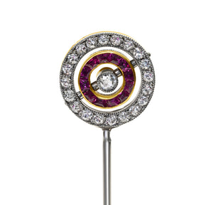 Cartier Belle Époque Diamond and Ruby Double-Sided Swivel Stick Pin