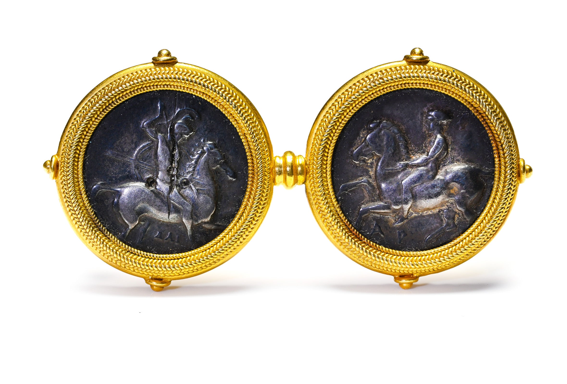 Castellani Revival Gold and Ancient Coin Brooch 