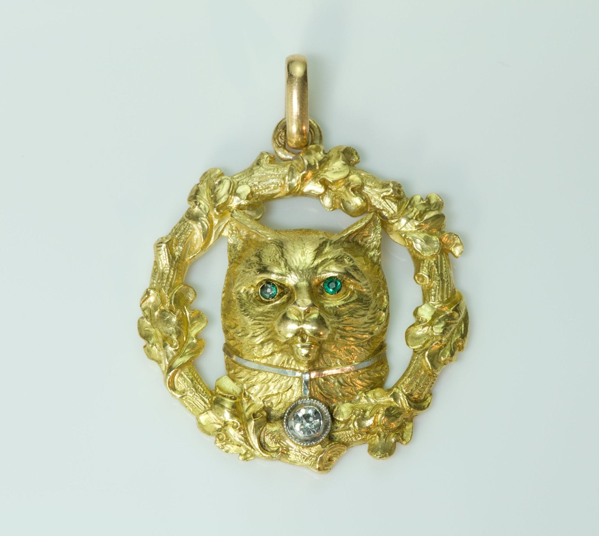 Cat Diamond Gold Pendant