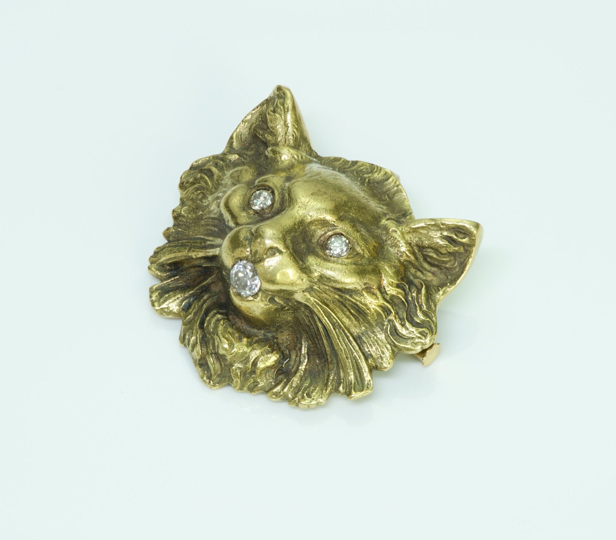 Cat Diamond Gold Vintage Brooch/Pendant - DSF Antique Jewelry